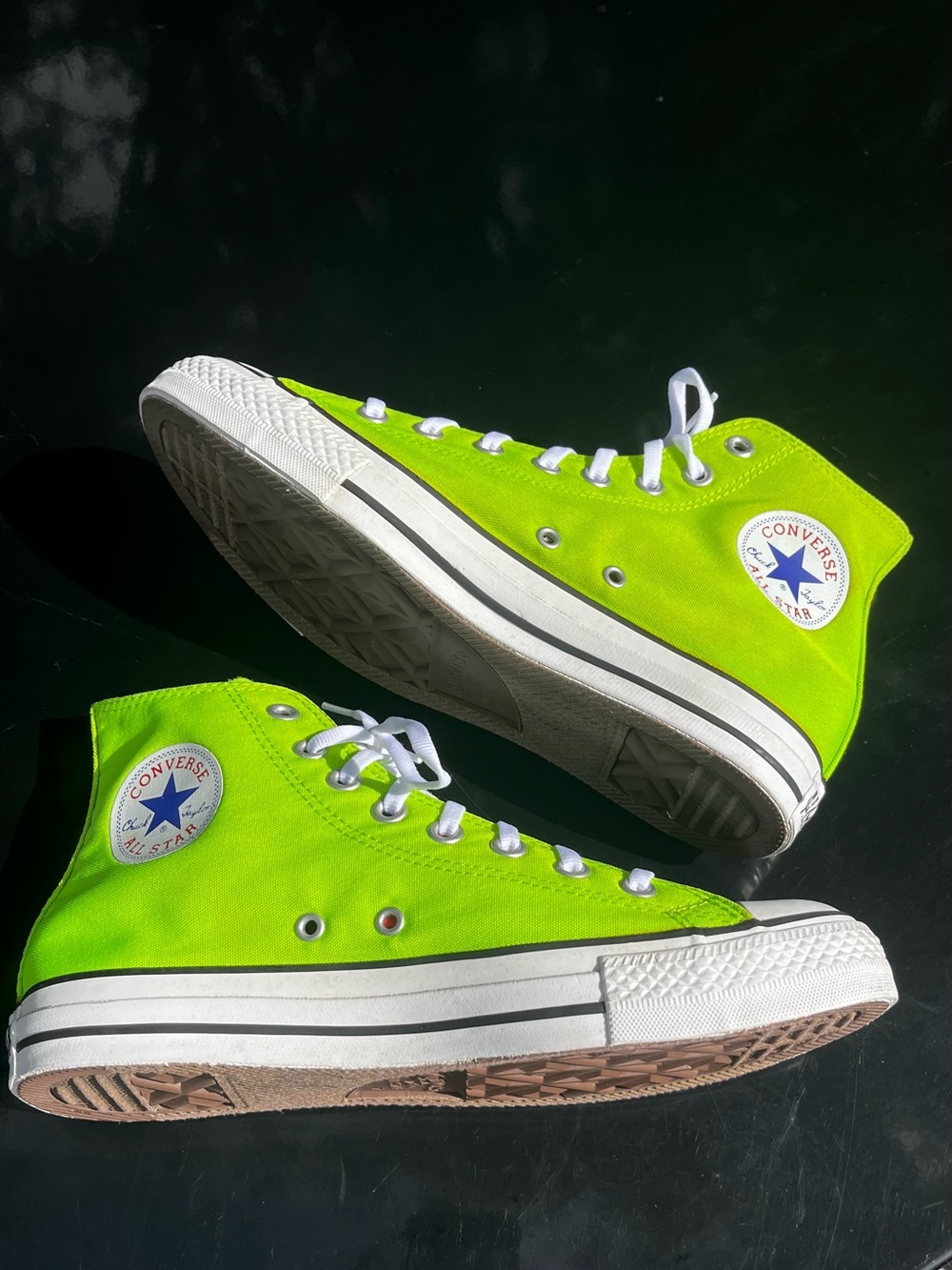 Converse Chuck Taylor High Top Neon Lime Green Shoes Men 7 Women 9